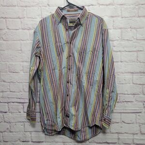 Robert Talbott Striped Button Shirt Men M Colorful Preppy Travel Business Casual
